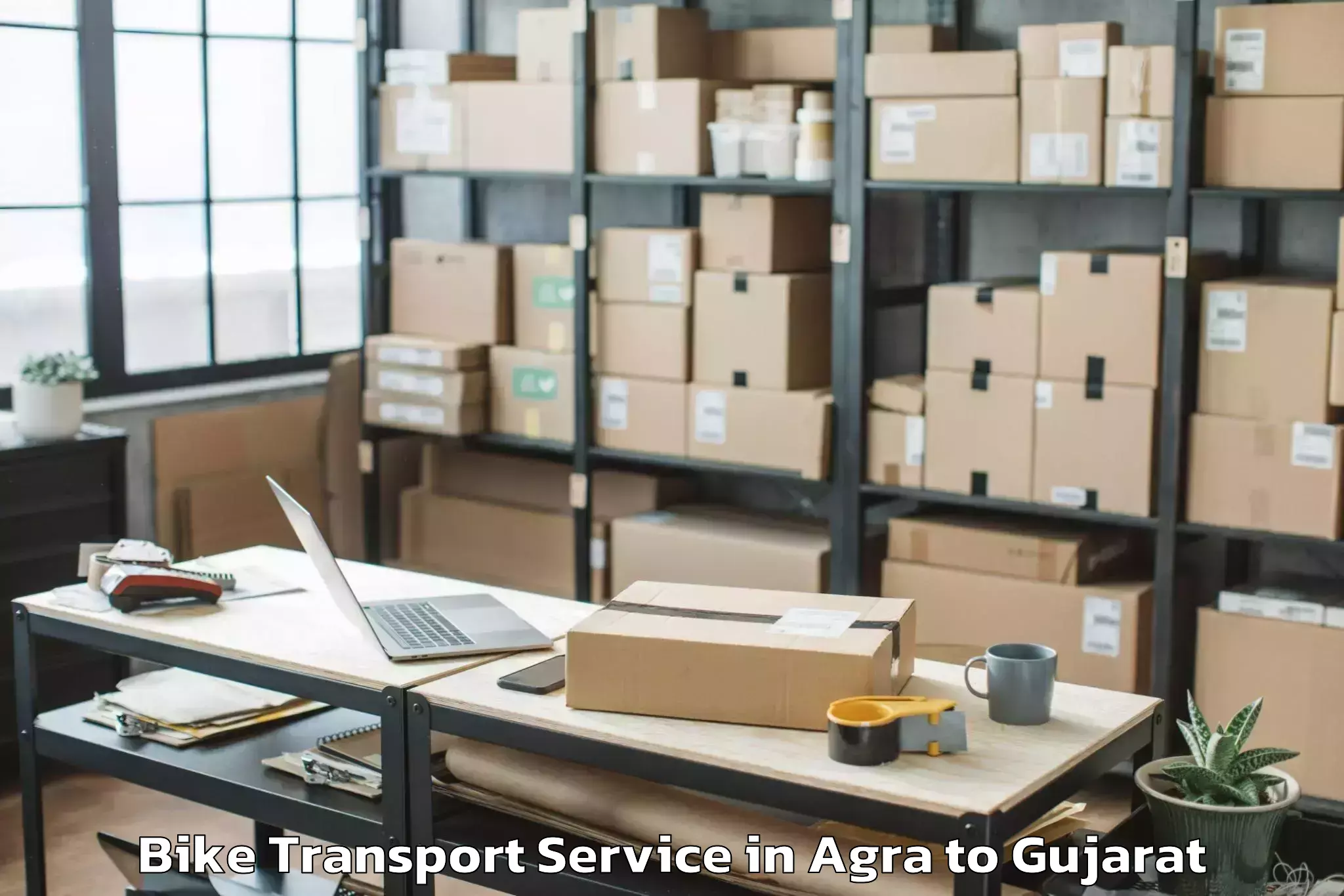 Book Agra to Madhav Kampo Bike Transport Online